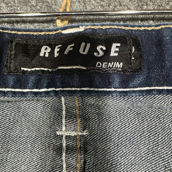Refuse Jeans Mens 36 Cotton Medium Wash Embroidered Pockets Straight Leg Y2K - Picture 5 of 9